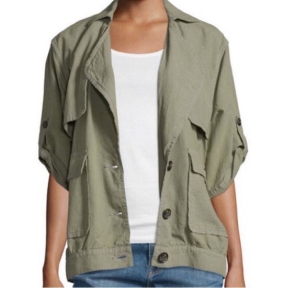 Frame Denim Tops Frame Le Oversized Short Sleeve Utility Olive